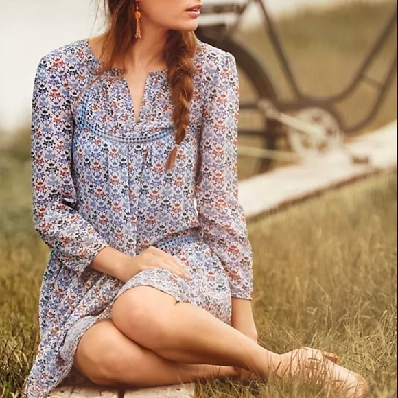 Anthropologie Holding Horses Betony Swing Crochet Prairie Floral Dress Sz 0/UK 4 - Picture 5 of 15